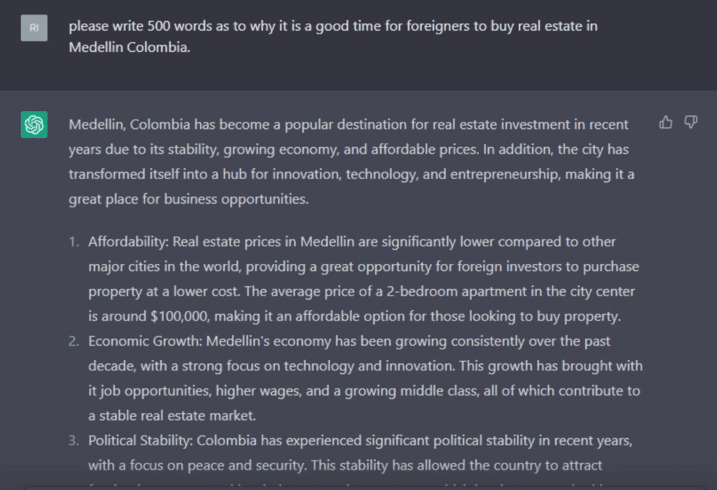 buying medellin real estate by chatgpt