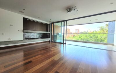 Well-Located, Remodeled 3BR Envigado Apartment With Sizeable Balcony, Fireplace, Open Kitchen, and Lovely Forest Views