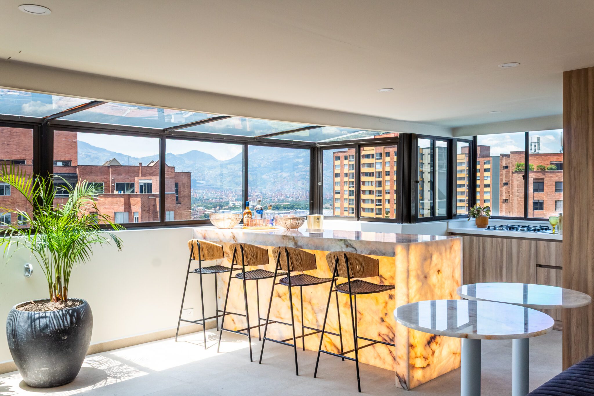 View of 3-Story Contemporary Home Plan with Expansive Rooftop Deck